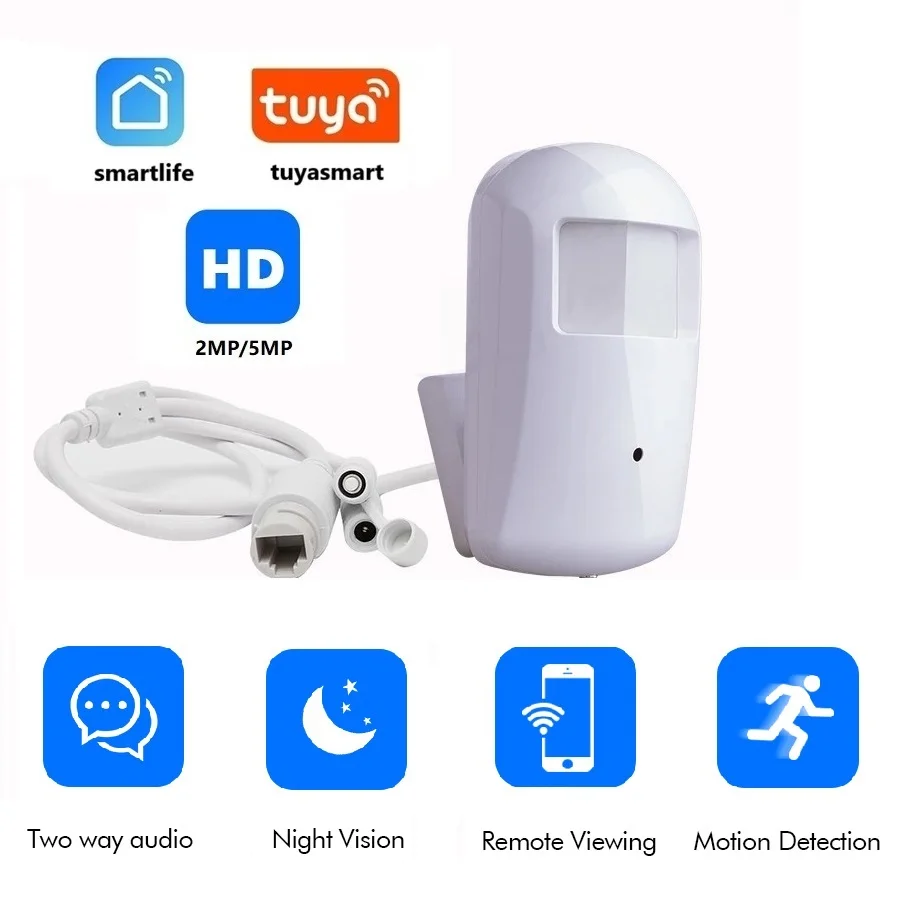 2MP 5MP Tuya Mini WiFi IP Camera PIR Style 2-Way Audio Covert Security Mnoitor Night Vision Indoor Invisible Video Surveillance