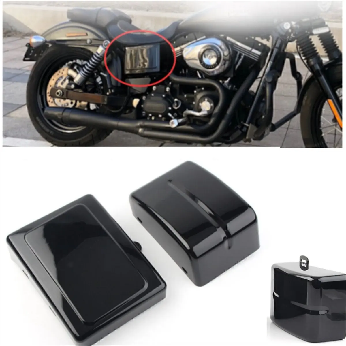 Super Sale Motorcycle Fairing Battery Side Cover for Harley Dyna Fat Bob Switchback FLD Super Wide Glide FXD FXDWG Street Bob view 6