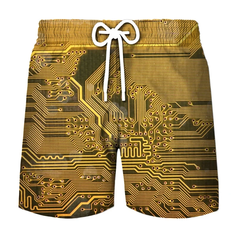 Fashion Electronic Chip Short Pants Women Men 3D Print Swimsuit Swim Trunks Beach Shorts Skateboard Sport Gym Ice Shorts Clothes