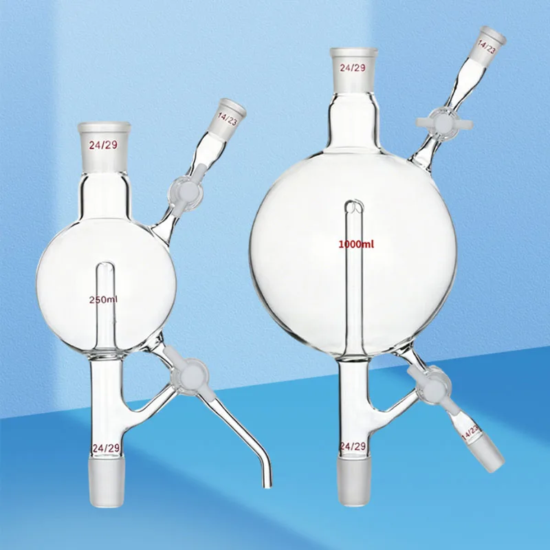 Laboratory Glass Solvent Distillation Head with 3-Way PTFE Valve Piston Scientific Glassware Distilling Adapter for Lab Chemical