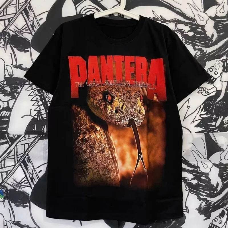 Summer Dress [Thai Version] Pantera Band Printed European and American Metal Rock Pure Cotton Short-sleeved T-shirt Y2k Top