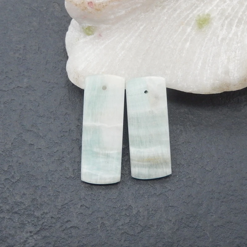 

Natural Stone Hemimorphite Earrings Beads Semiprecious Jewelry Unique Fashion Accessory for Women 29x13x3mm 6.3g