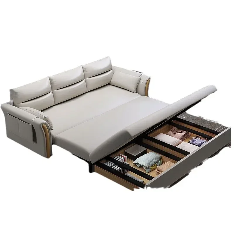 1.38m-2.18 Multifunctional folding sofa bed dual-purpose retractable small apartment storage single push-pull bed technology