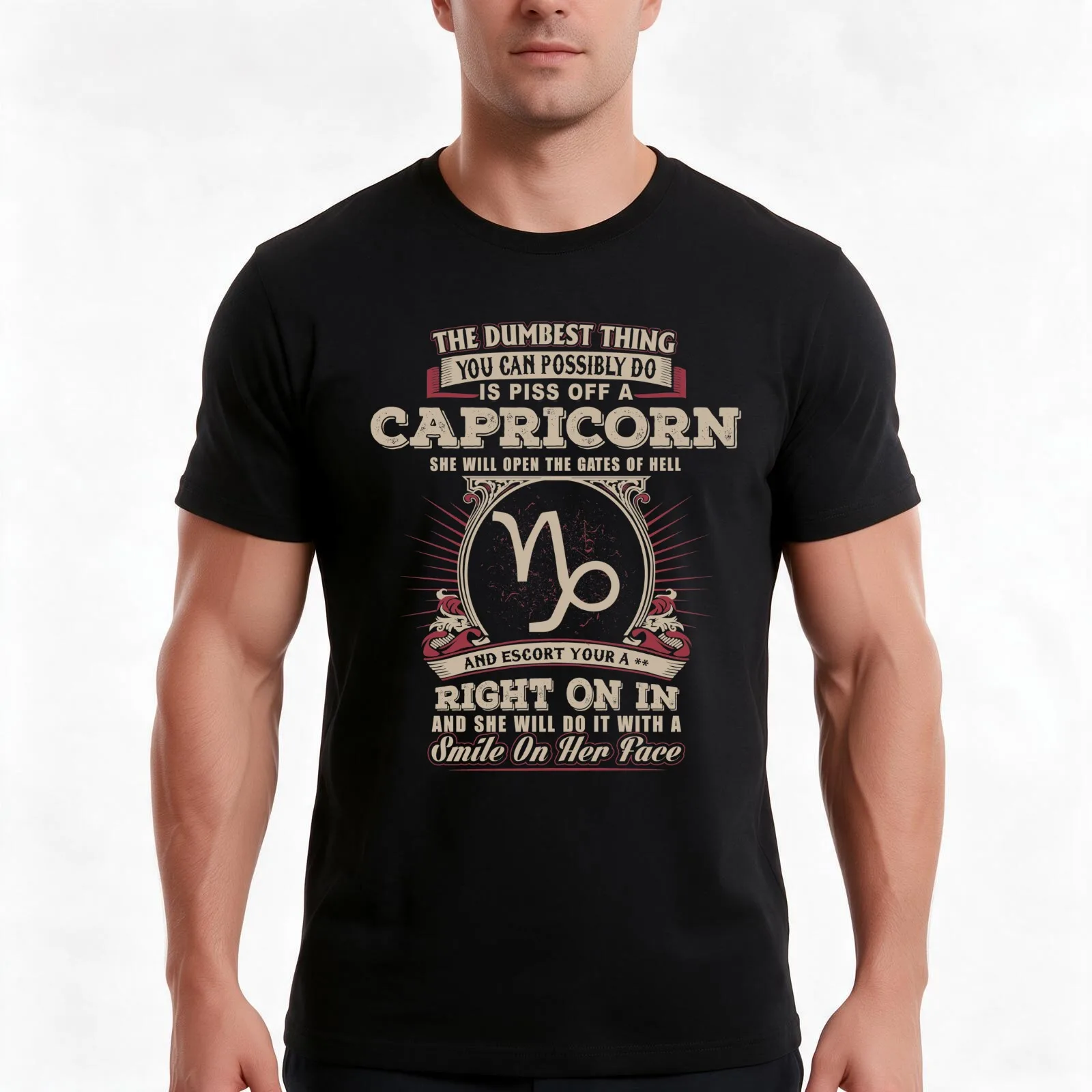 The Dumbest thing You can possibly do is piss off a Capricorn woman T-Shirt Summer Casual Cotton Tee Oversized Streetwear Tops