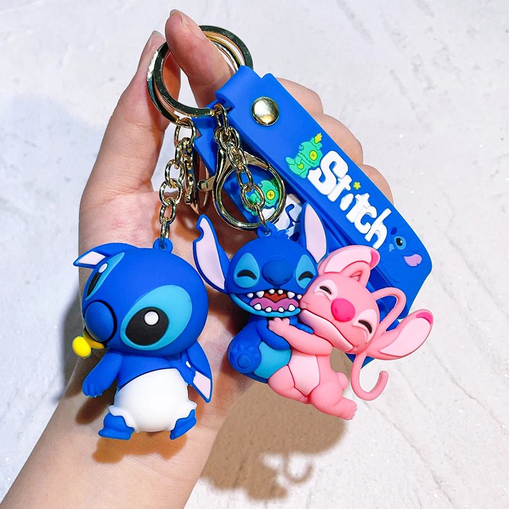 New Stitch keychain Lilo Stitch Disney Hawaii Iraviros car key handbag accessories angel anime key ring Christmas gift