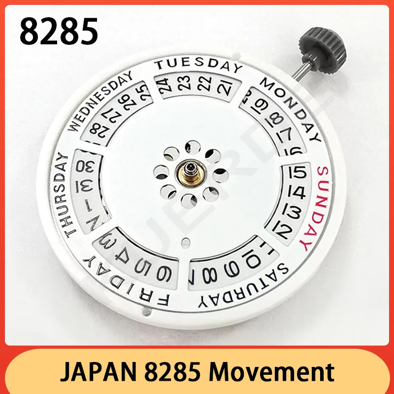 Genuino Japón 8285 Movimiento mecánico automático Mod Mecanismo de reloj con fecha y día con semana en 12:00/Date a las 3:00 en punto 21 joyas