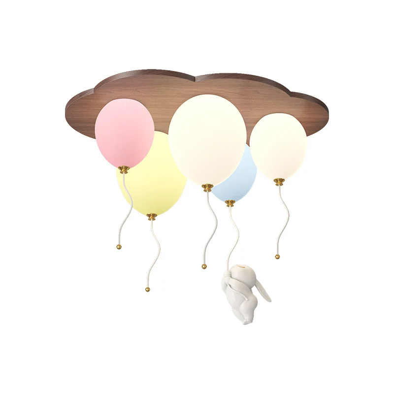 

Full spectrum eye protection creative balloon bedroom ceiling light room light solid wood walnut color children's room rabbit