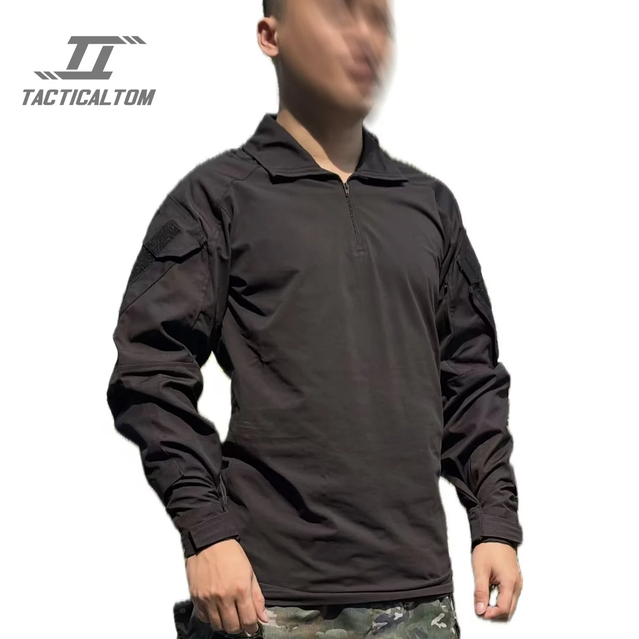 spring-and-autumn-g3-frog-uniform-black-long-sleeved-top-cotton-nylon-fabric-breathable-and-wear-resistant-outdoor-men's-mountai