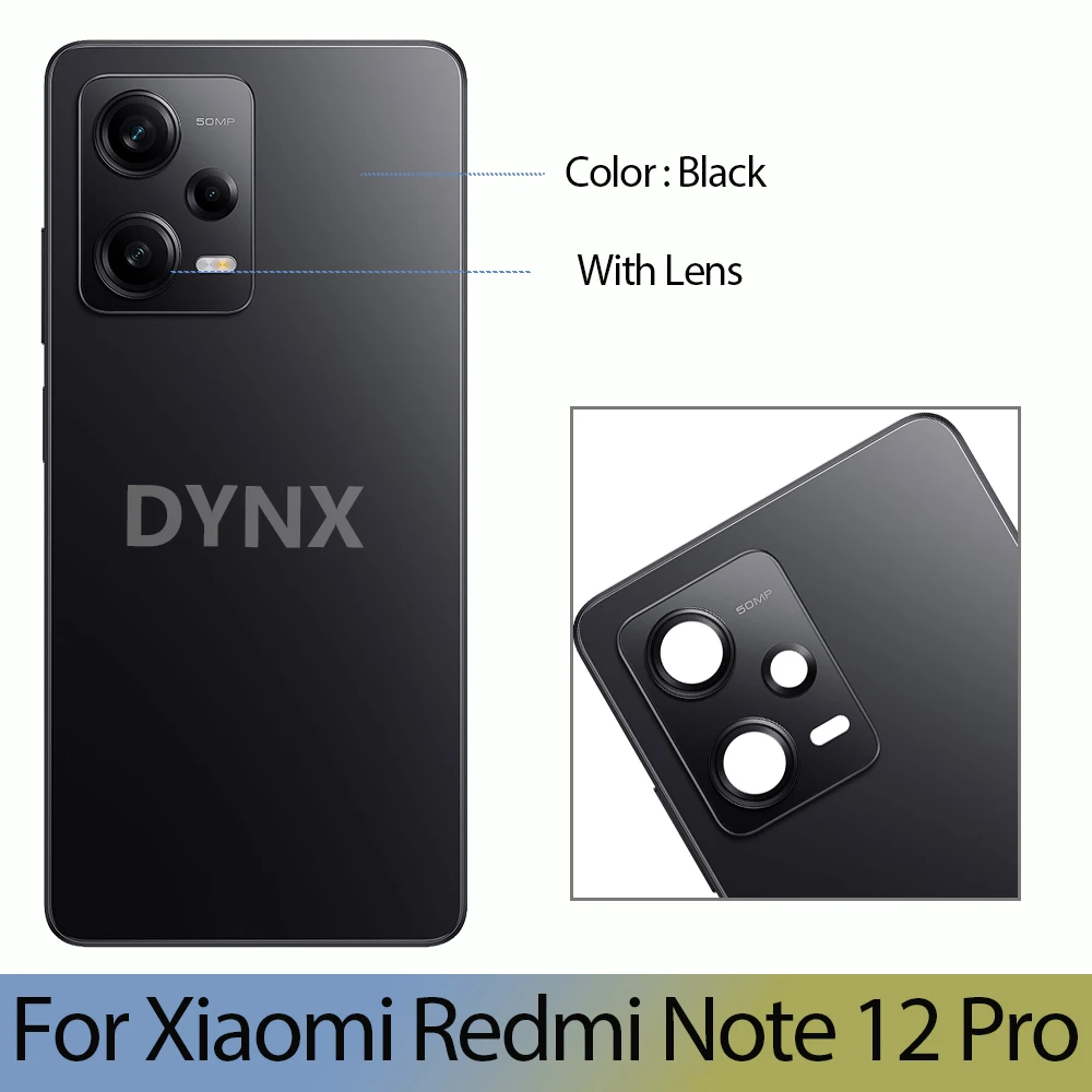 For Redmi Note 12 Pro 5G Back Glass Rear Cover Battery Door With Lens Back Glass Battery For  Note12 Pro 5G Back Cover