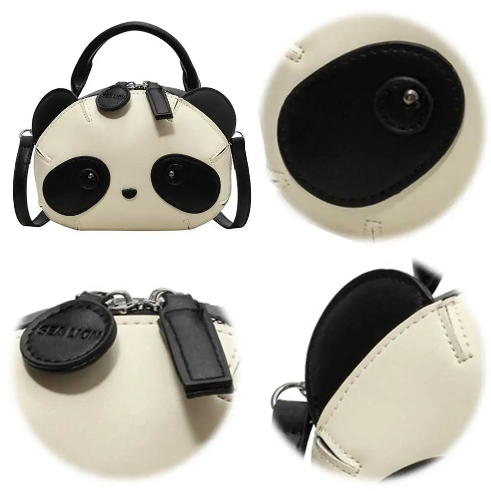 Panda Shape Hobo Bag Cute Shoulder Bag for Women PU Leather Adjustable Strap Clutch Purse Satchel Purse for Travel Shopping