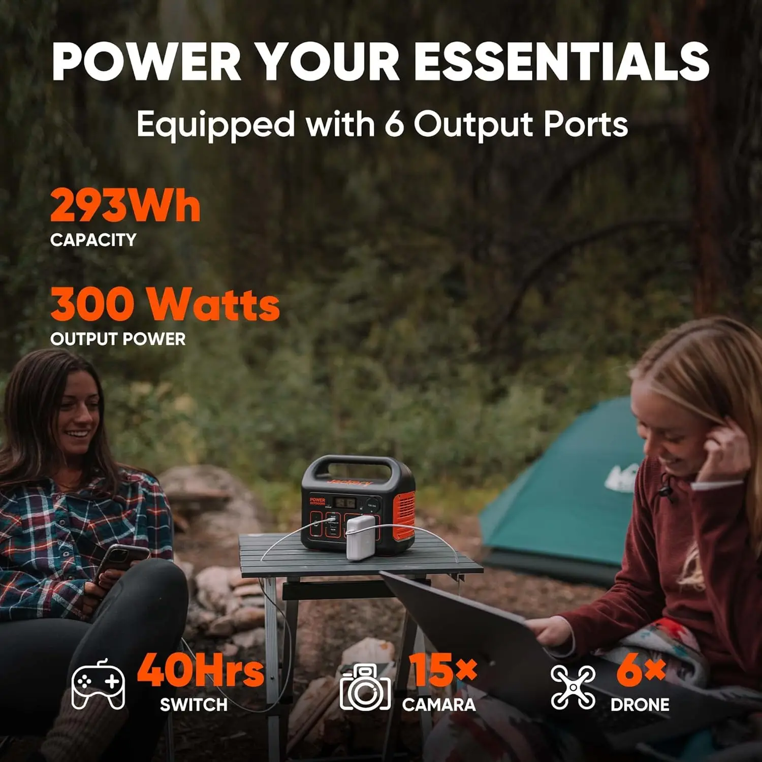 2025 USA  Portable Power Station 300, 293Wh Backup Lithium Battery,Solar Generator for Outdoors Camping Travel Hunting Blackout