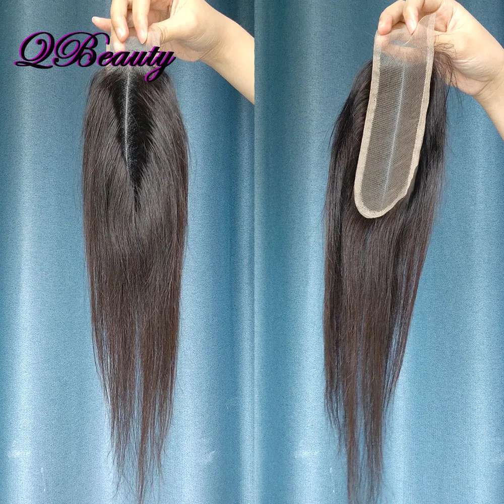 Capelli umani al 100% 2x6 Kim K Chiusura in pizzo Pre-pizzicato Parte libera in pizzo trasparente 10-22 pollici Capelli indiani morbidi e lisci QBeauty