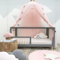 Nordic style princess crown dome crib bed net children's tent mosquito net 7-layer mesh fabric children's room decoration