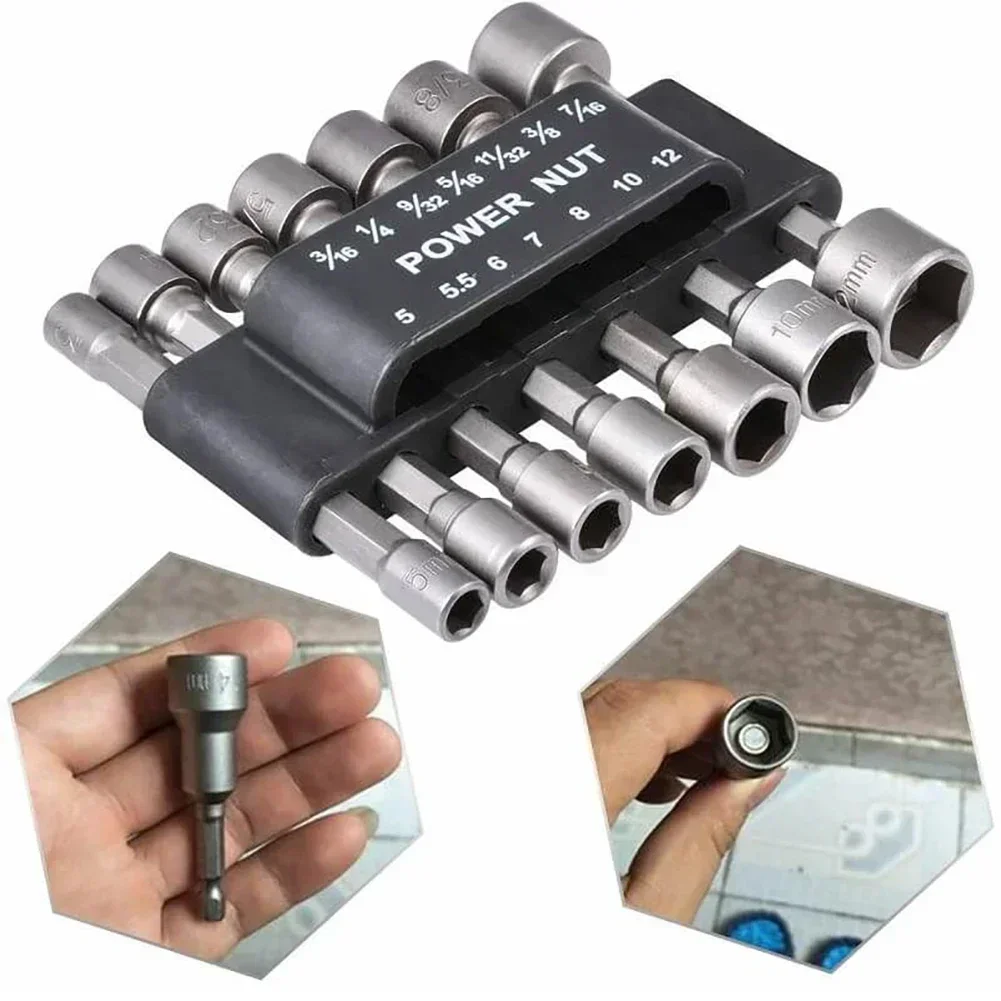 9/14pcs Nut 5mm-13mm Bit Set Nut Hexagon Screwdriver Tool Set Socket Power Nozzle Tools Screw Fixed Sleeve Driver Drill Hand