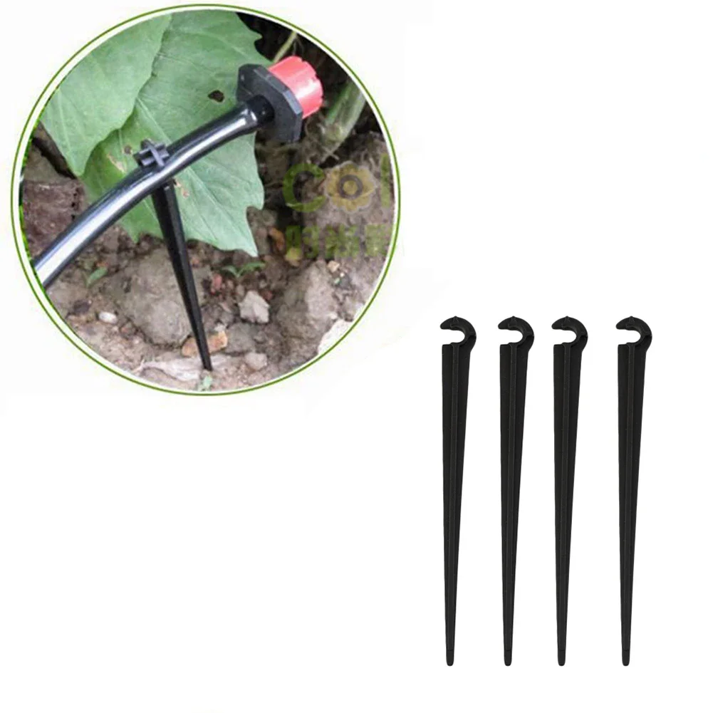 50-100PCS Durable 1/4\'\' C-type Hook Fixed Stem Support Holder Stakes for 4/7mm Hose Flowerpot Drip Irrigation Fitting Greenhouse