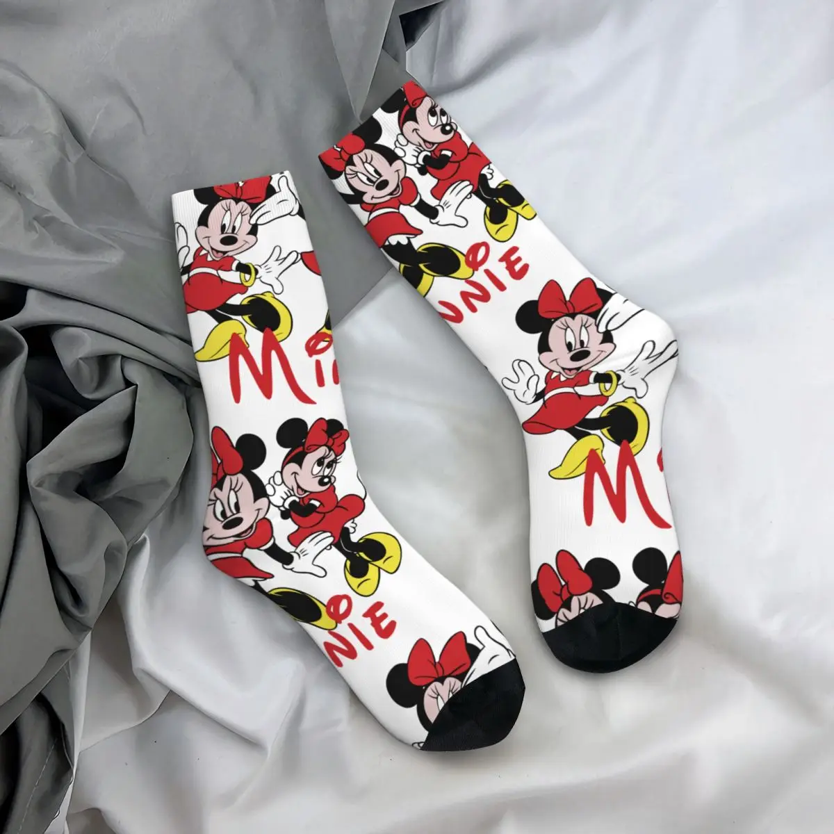 Funny Crazy compression Disney Sock for Men Hip Hop Harajuku Mickey Mouse Happy Seamless Pattern Printed Boys Crew Sock Novelty