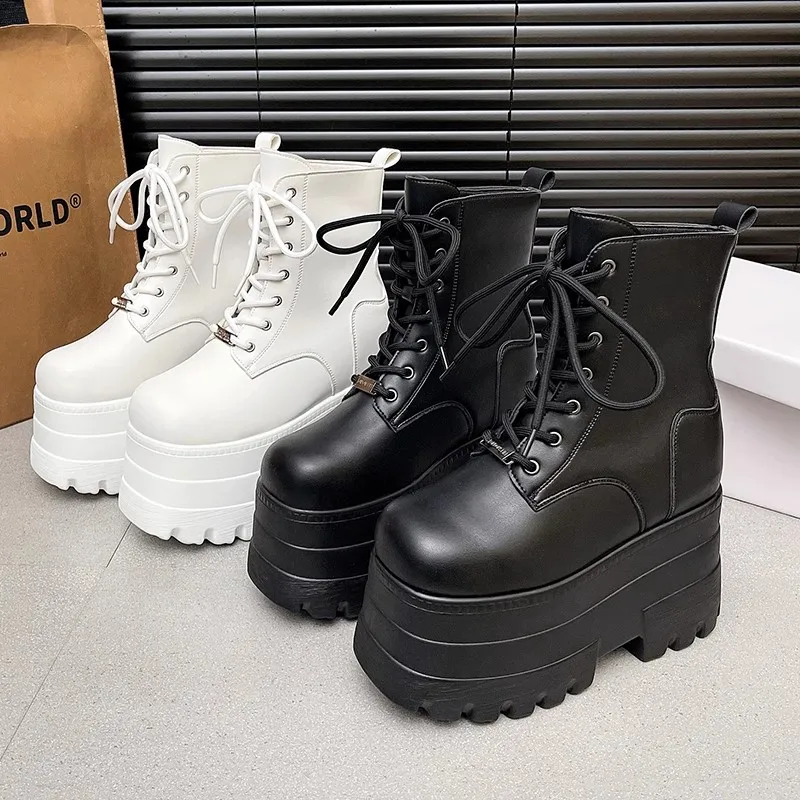 Accessoires de Cosplay pour hommes et femmes, chaussures rehaussantes de 16cm, chaussures quotidiennes en cuir noir et blanc de 13cm, pour Halloween Cosplay