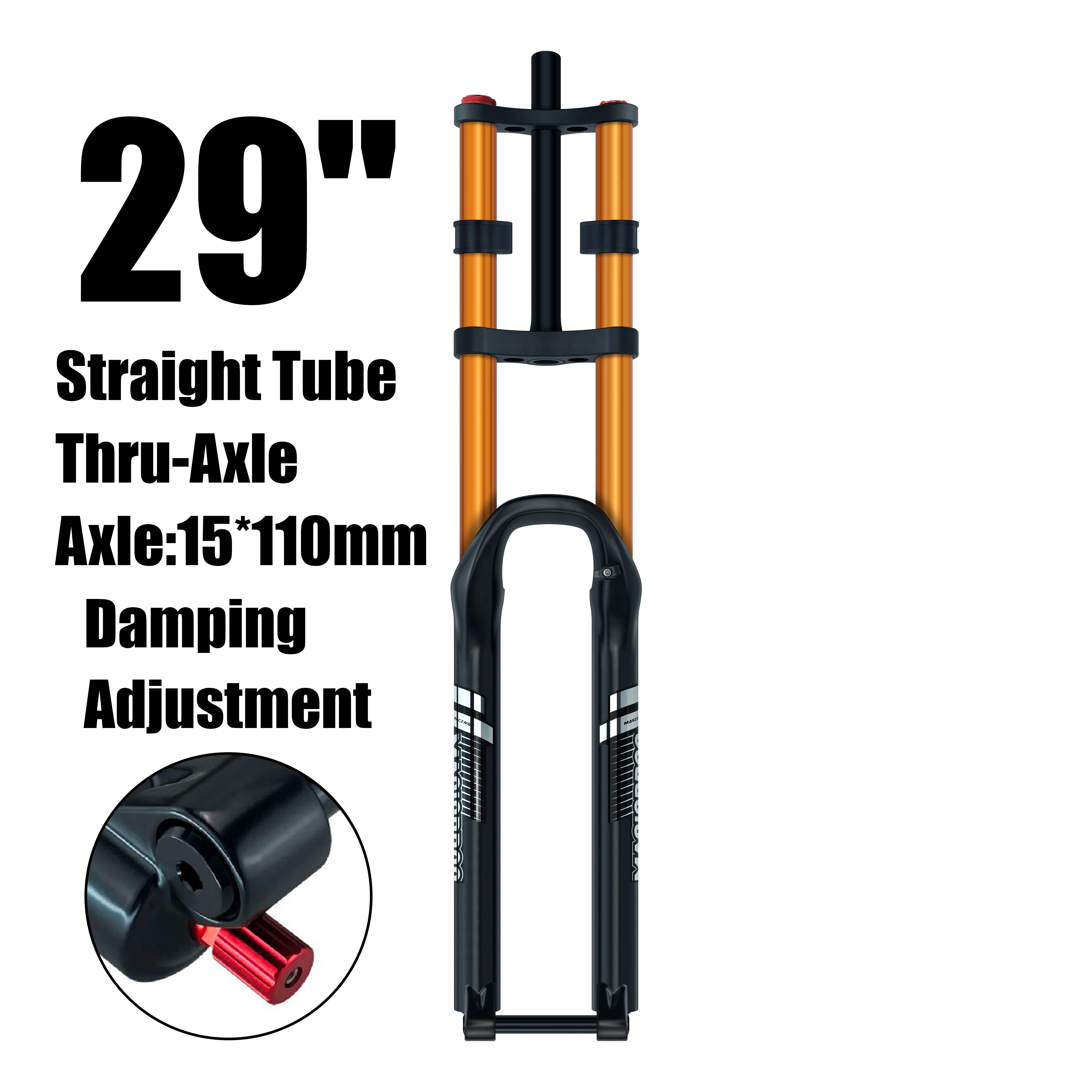 MAGICBROS Dubbele Schouder Luchtvering Vork Schijfrem 180MM Veerweg 15*100 / 110MM Elektrische E-Bike Mountainbike Lucht Vork