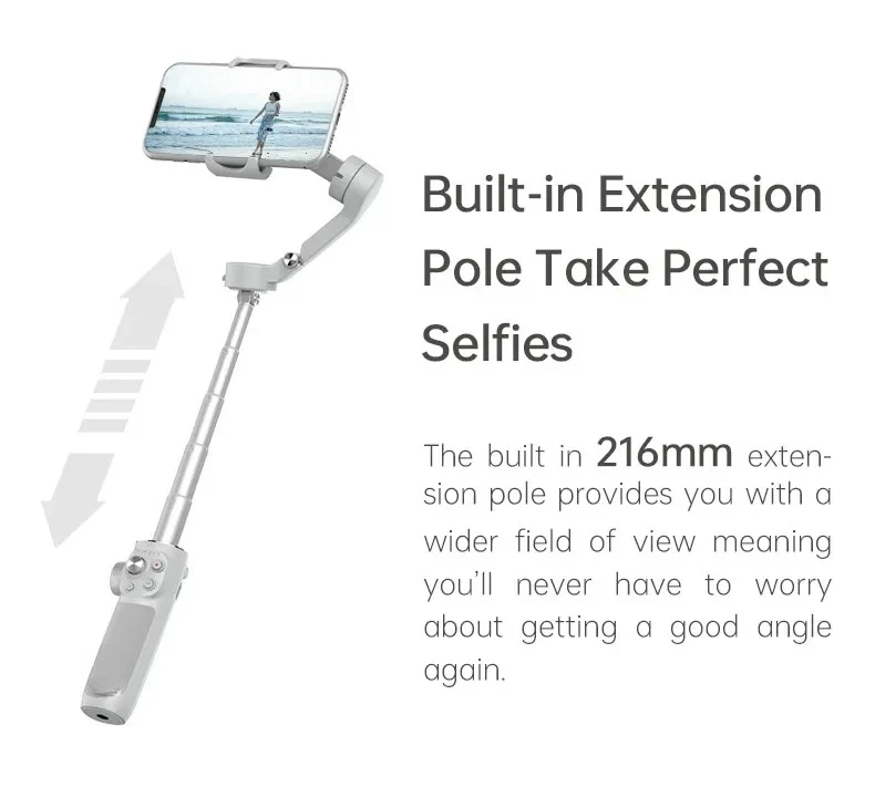 VB4 Smartphone Stabilizer Built-in Selfie Stick Face Tracking 3-Axis Phone Gimbal For iPhone/Samsung