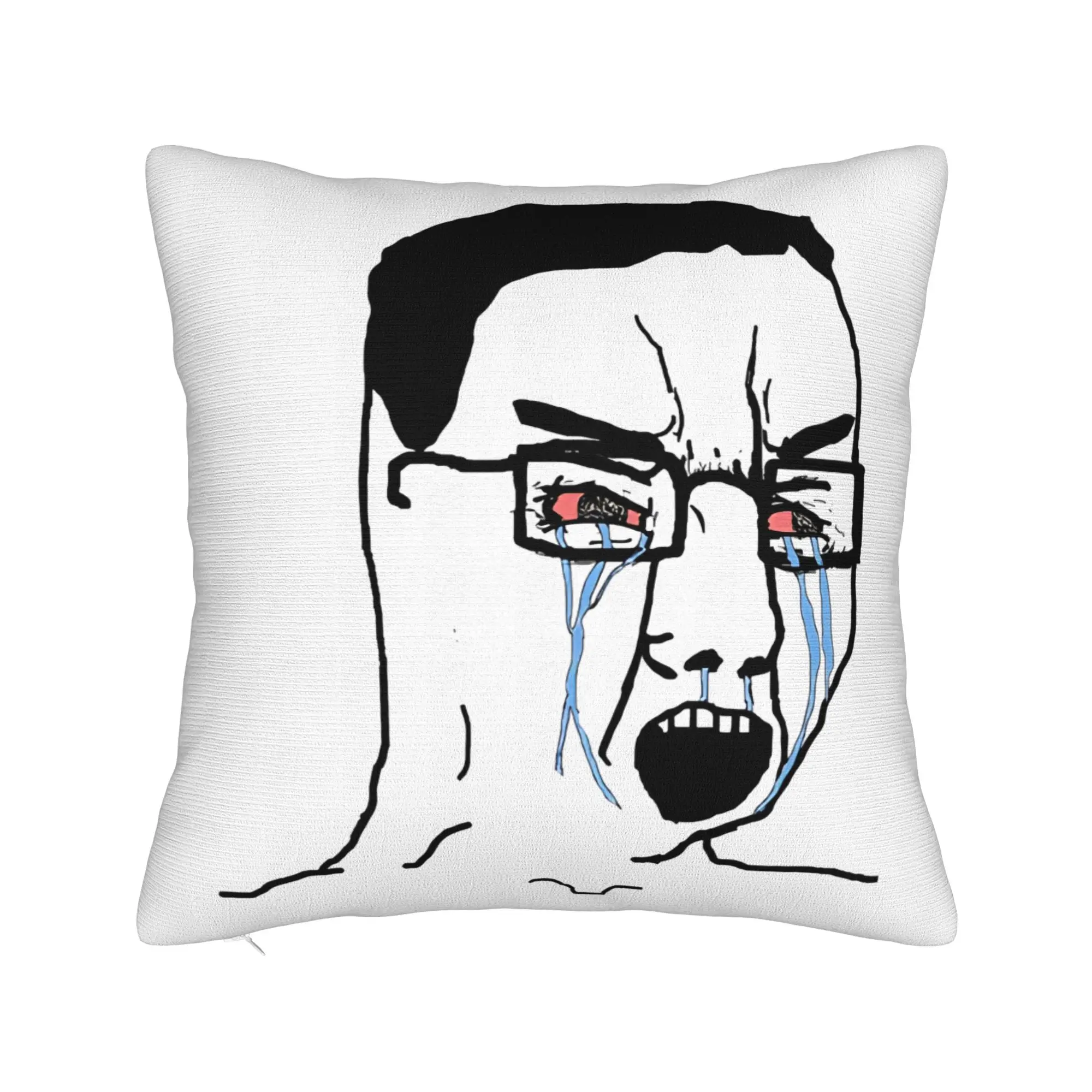Chudjak Chud Sad and Angry Wojak  Square Pillowcases Polyester Sofa  Cushion Cover Cute Decor Pillow Cover 40*40