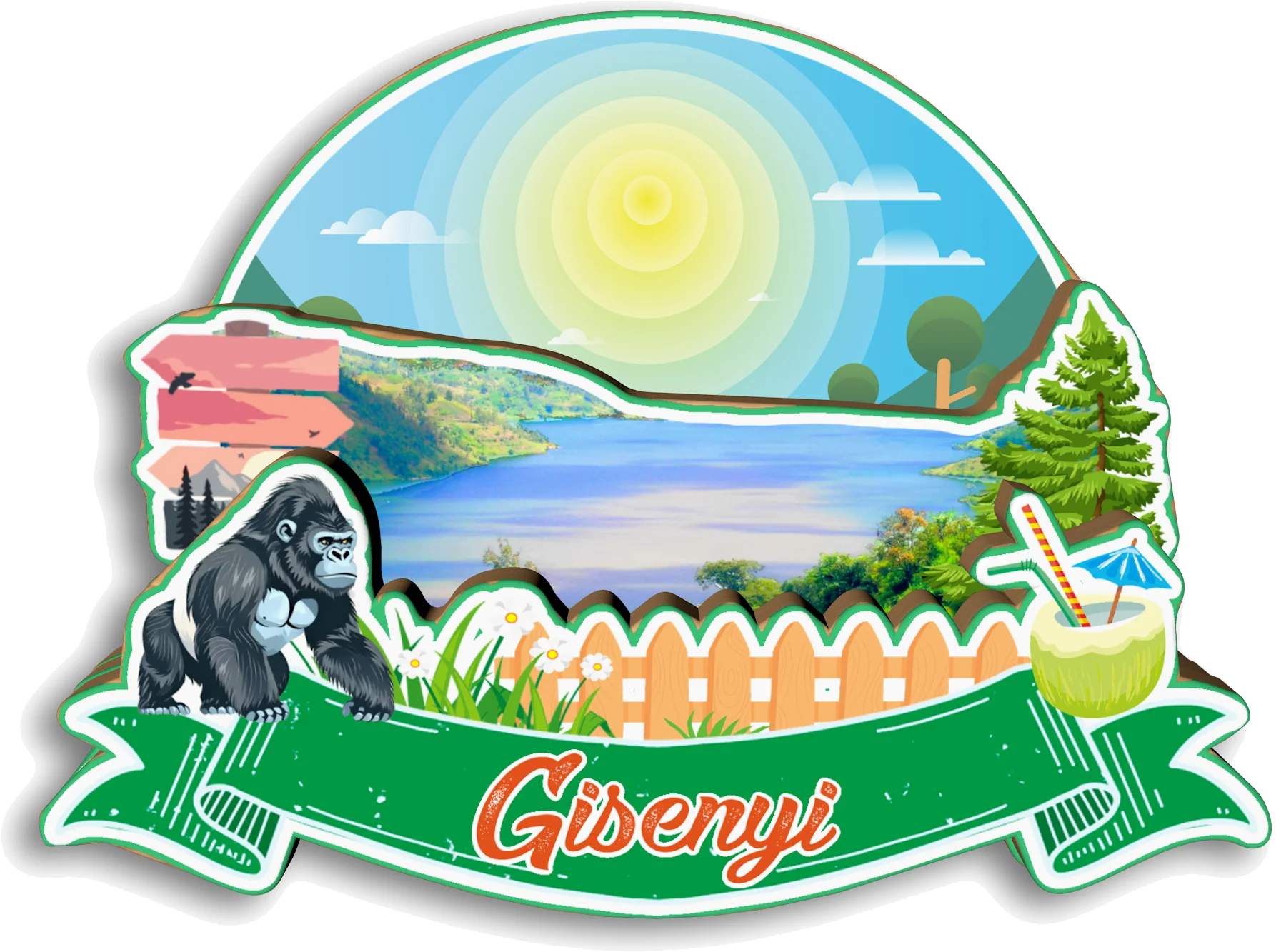 Kigali Ruhengeri Gisenyi Kibuye بركان Nyungwe رواندا مغناطيس الثلاجة هدية تذكارية للسفر