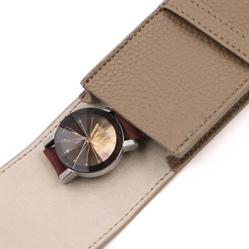 Elegant Watch Protector Sleeve Portable Wristwatch Storage PU Leather Travel Accessory for Watch Enthusiasts