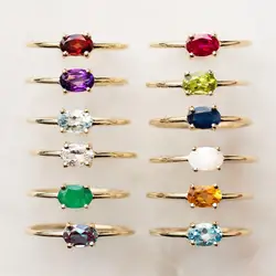 Oval Candy Stone Wedding Ring For Women Simple Classic Zircon Gold Color Engagement Dating Ring Gift Fashion Jewelry R865