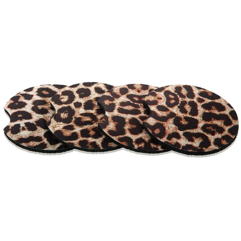 4PCS 2.56in Leopard Car Coasters for Drinks Car Cup Pad Mat for Living Room Kitchen Office to Protect Car and