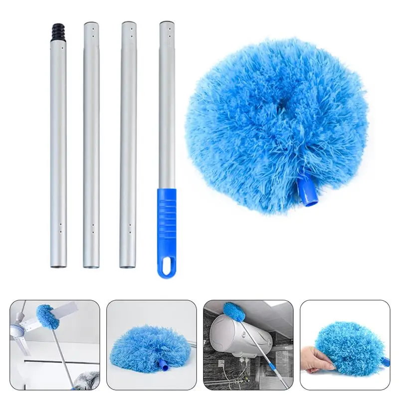 Extendable Brush Duster Long Extension Pole Lightweight Cobweb Duster for Cleaning Ceiling Fan High High Ceilings And Fans