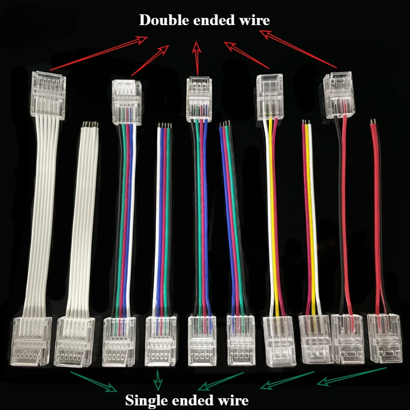 2/3/4/5/6 Pin Solderless Connector 8mm 10mm 12mm for LED Strip Single Color/RGB/WS2811 Neon Light Quick Connector Pin Accessorie