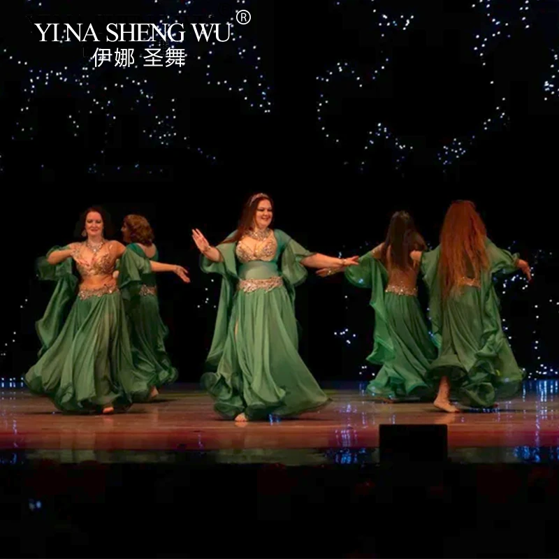 Atacado novo traje de dança do ventre para mulheres chiffon braço mangas traje de dança indiana braçadeiras acessório desempenho