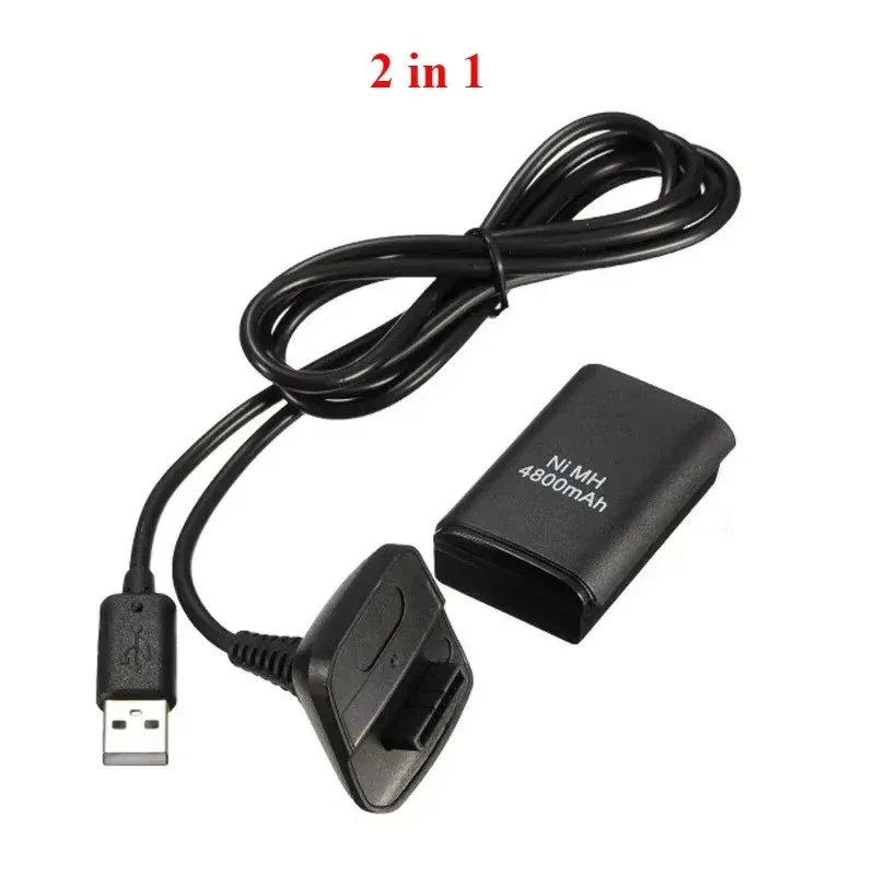 แบตเตอรี่แบบชาร์จได้ 2 in 1/3 in 1/5 in 1 ความจุ 4800mAh พร้อมสายชาร์จ USB สำหรับจอยไร้สาย Xbox 360