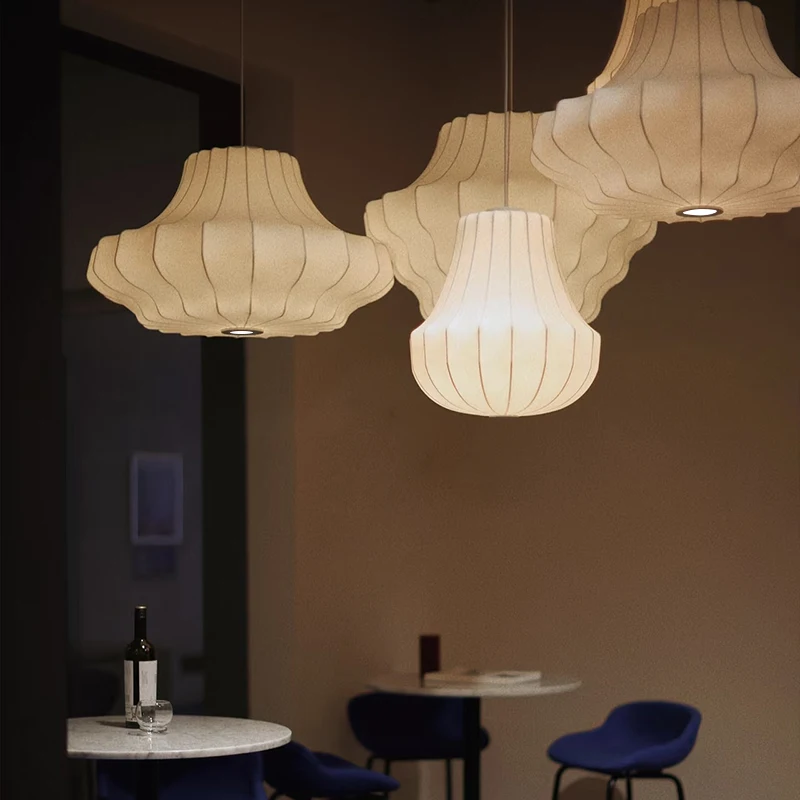 Japanese Wabi Sabi Silk Chandelier Living Dining Room Bedroom B&B Personalized Home Decor Pendant Light Indoor Lighting Fixtures