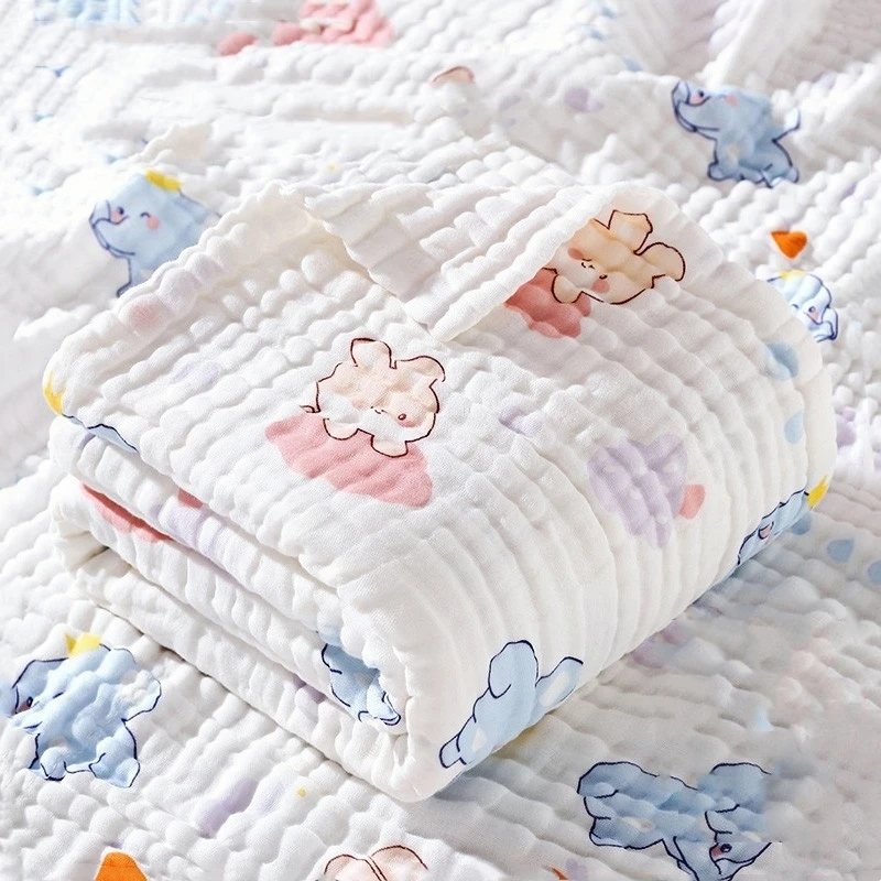 Environmental Breathable Newborn Baby Cotton Gauze Printed Muslin Swaddle Blanket Baby Bath Towel