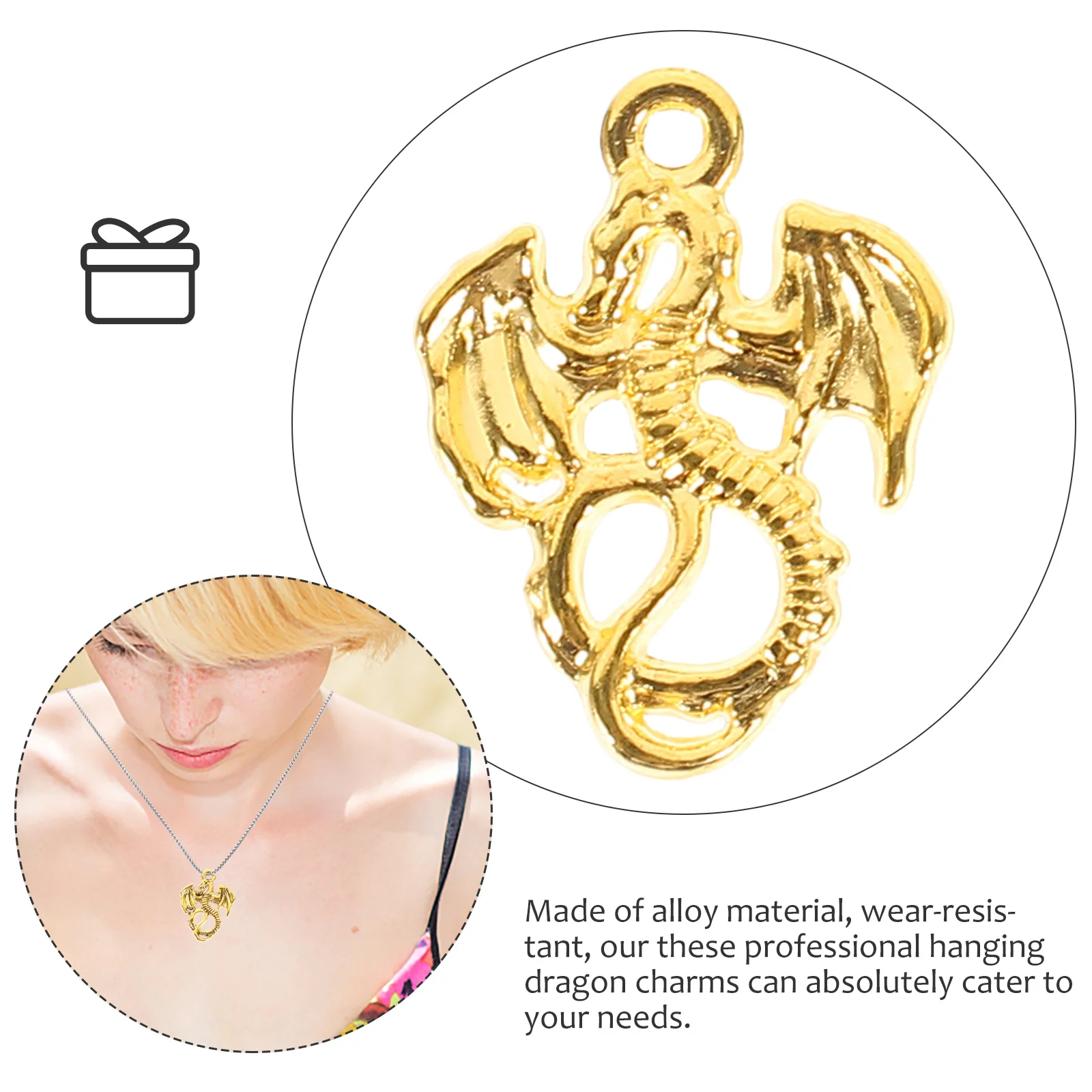 

100Pcs Lightweight Alloy Dragon Pendant Charm Decorative Necklace Making Jewelry Supplies Dragon Charms Necklaces Pendants