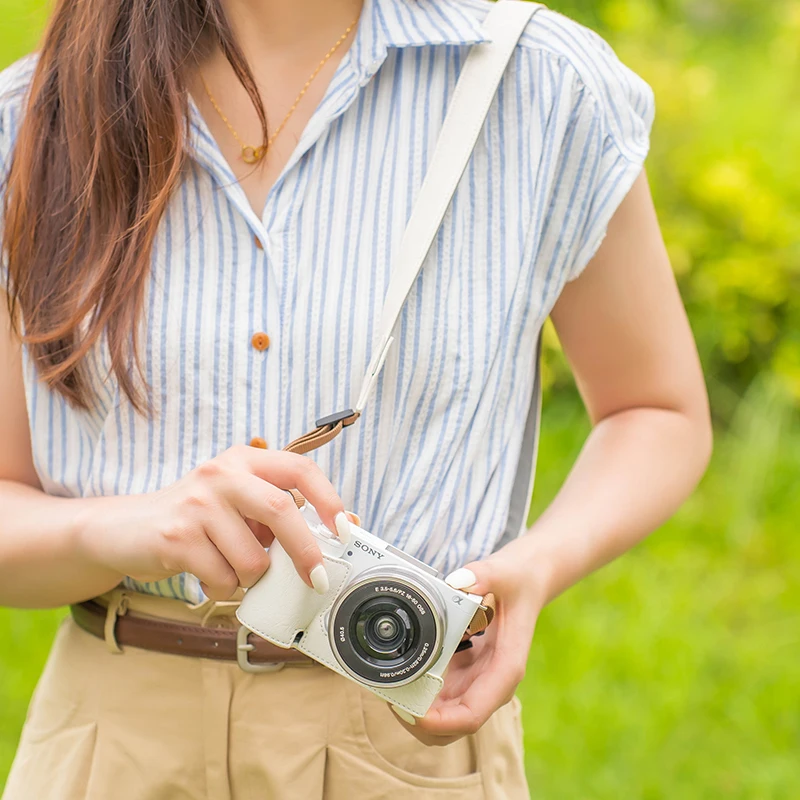 กระเป๋าหนังกันลื่นทำด้วยมือทำจากหนังลายลิ้นจี่เคสสำหรับ Sony กล่อง ZVE10 ZVE-10เคสโทรศัพท์กันกระแทกแป้งแบบเปิด