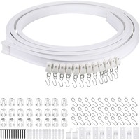 1-5m Flexible Curtain Track Ceiling Mount Silent Bendable Installation Guide Rail Door Screen With Hook Accessories