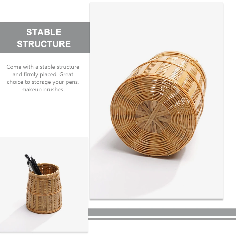 

Bamboo Storage Container Pencil Holder Desk ganizer Rattan Cup Vintage Pen Cup Holder Tabletop Pen Holders Office Supplies
