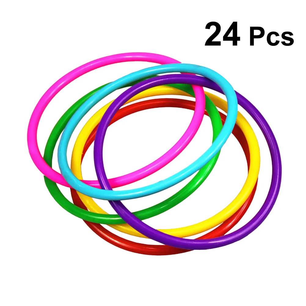 

24pcs Plastic Toss Rings Kids Ring Toss Game for Kindergarten Garden Backyard Outdoor Games (Random Color)