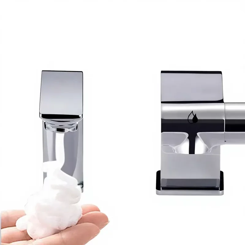 Automatic Sensor Deck Mounted 3-in-1 Faucet with Foam Soap Dispenser Hand Dryer Single Hole Installation for