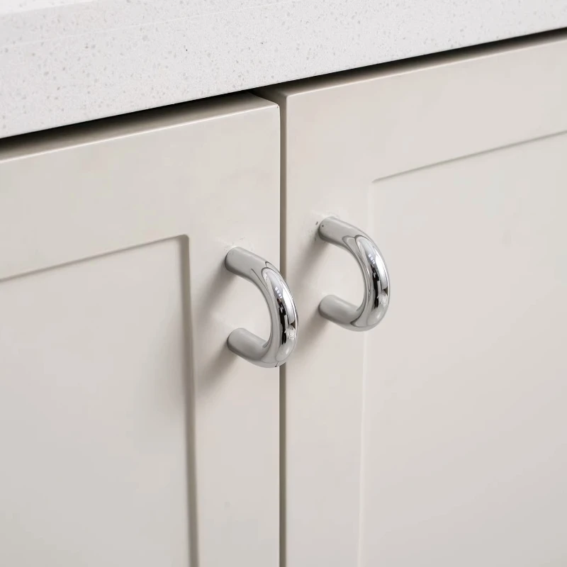 Massiver Messing-Möbelgriff, Chrom-Silber, langer Küchenschrankgriff in U-Form, einfacher Kleiderschrank-, Schlafzimmer-, Kommode- und Schubladenknopf – Detail 10