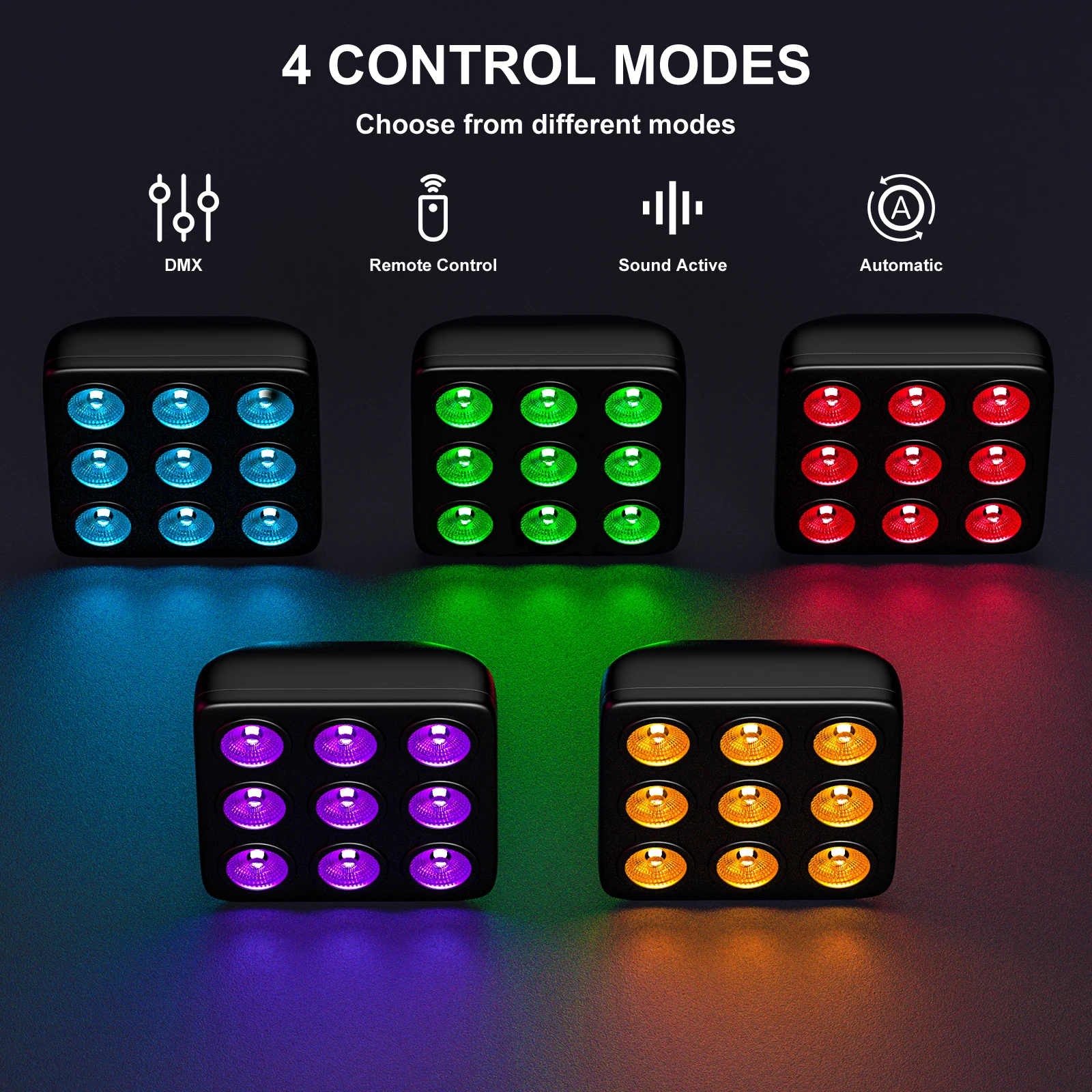 Yiflamefly 2Pcs 30W Square Par Lights With Remote Control 9X10W RGBW LED Stage Lights DMX Uplights For DJ Show Concert Party KTV