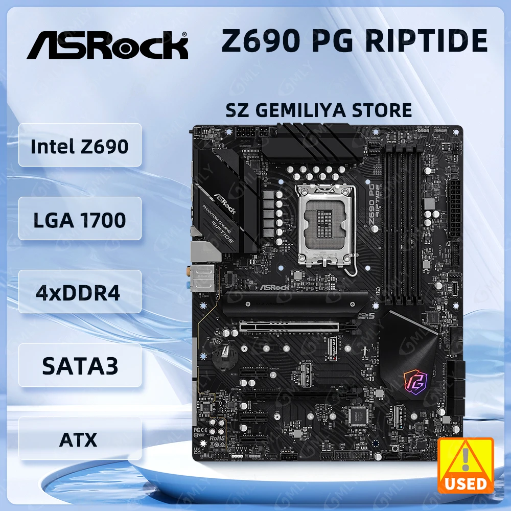 

ASRock Z690 PG Riptide Z690 placa base LGA1700 DDR4 128 ГБ ATX M.2 совместимый с процессором 14700 14500 14100 13790F 13500 13400