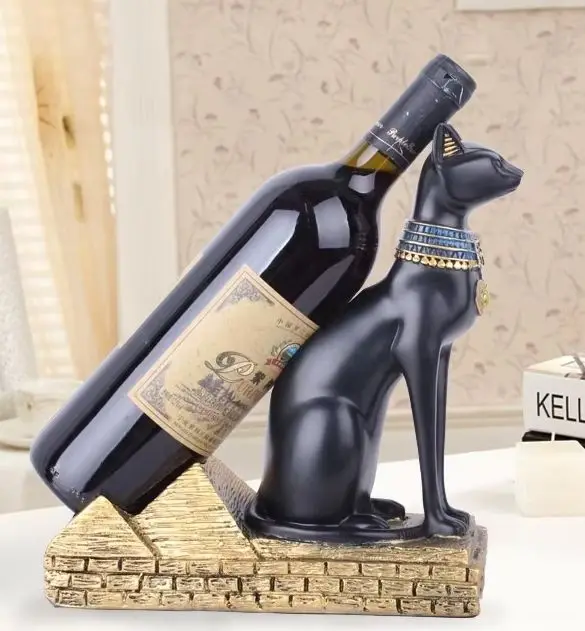 Resin crafts European style Egyptian cat God wine rack fashion creative wine rack home decoration