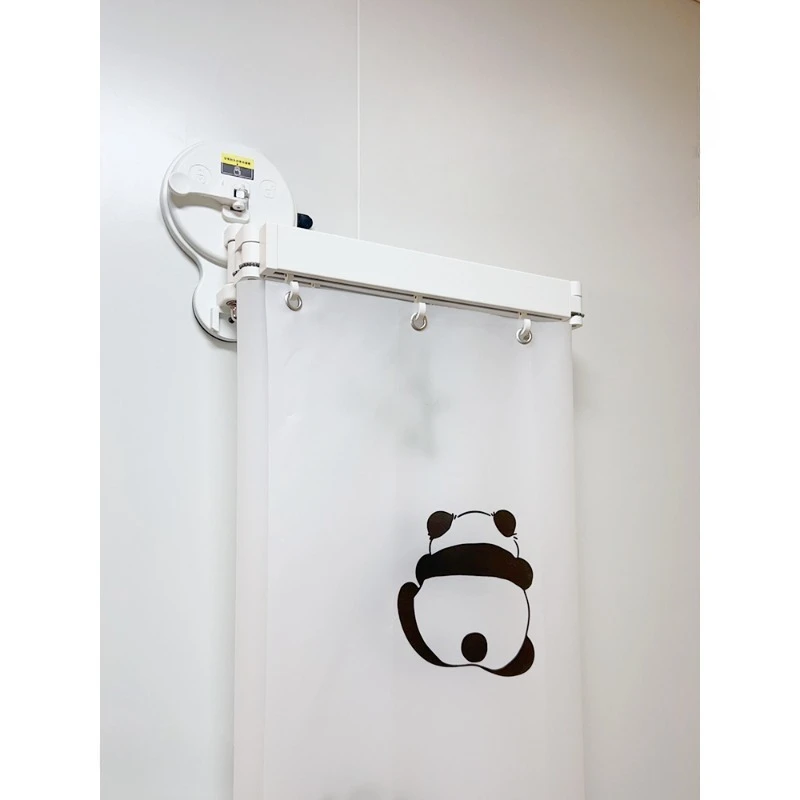 Suction cup invisible folding shower curtain bathroom toilet no punching shower dry and wet separation waterproof