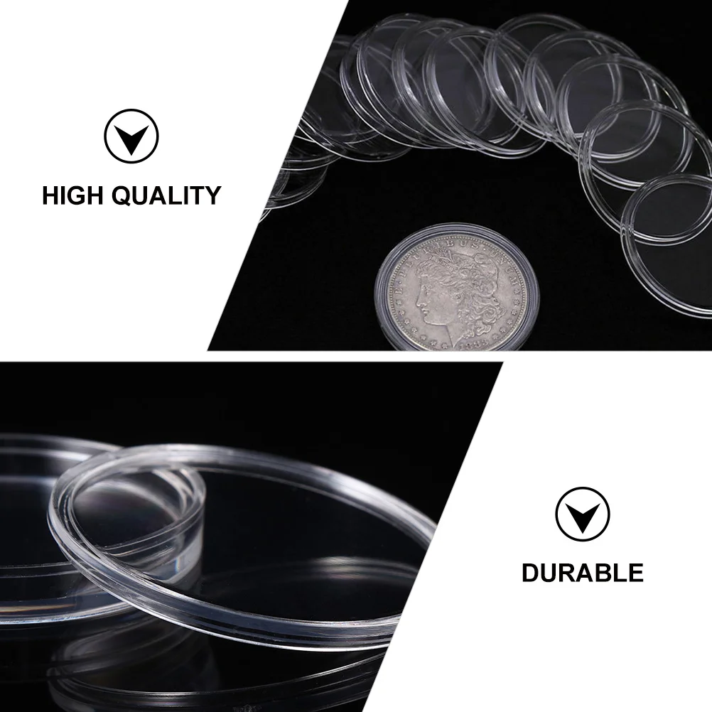 50 قطعة حامل أكريليك صندوق تخزين شفاف لمجموعة العملات المعدنية عرض حماية صندوق العملات المعدنية البلاستيكية المحمولة #5