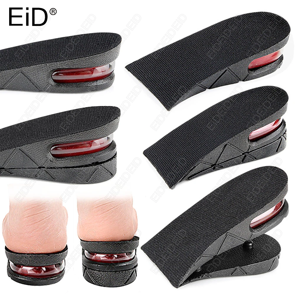1/2 pares de plantillas invisibles Unisex para aumentar la altura, cojín de aire ajustable para levantar el talón, absorción de golpes, corte a ajuste para hombre y mujer EiD