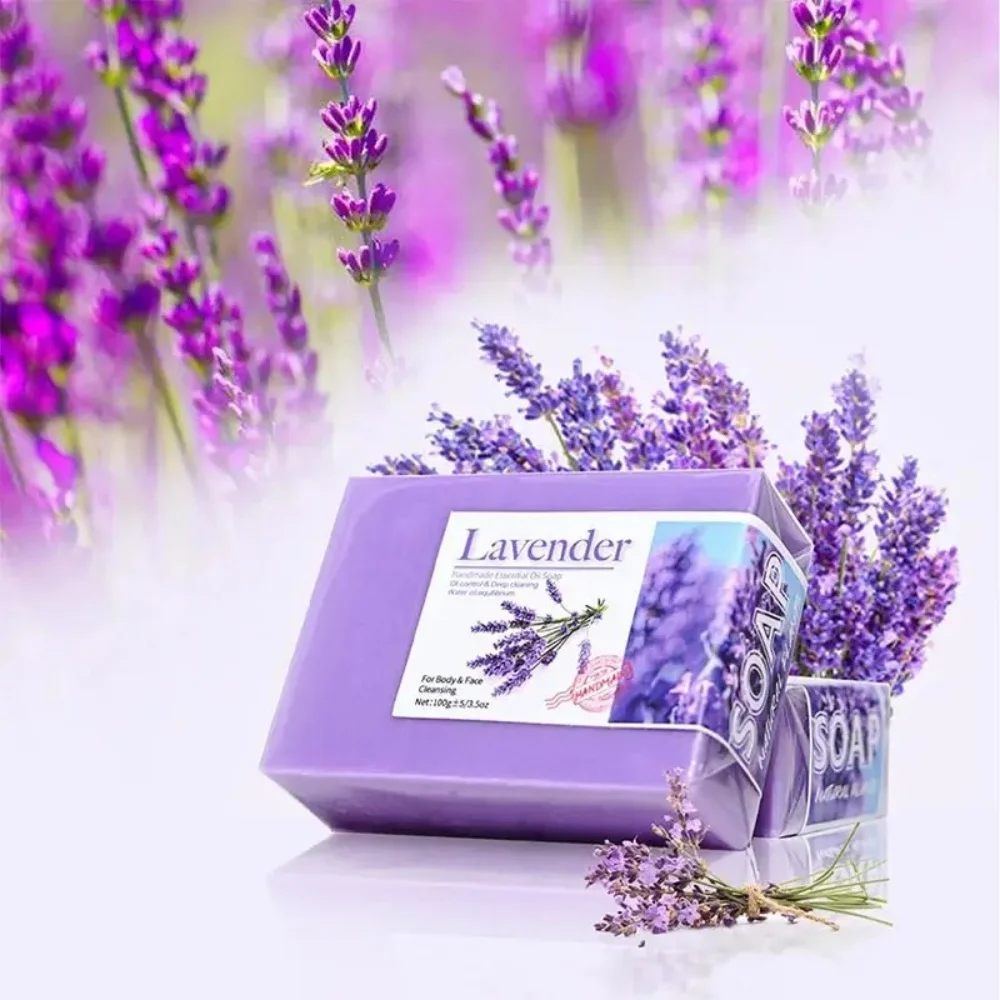 Natural Organic Lavender Essential Oil Handmade Bath Soap Cleansing Refreshing Oil Control Skin Cleansing Body Soap Daily Shower