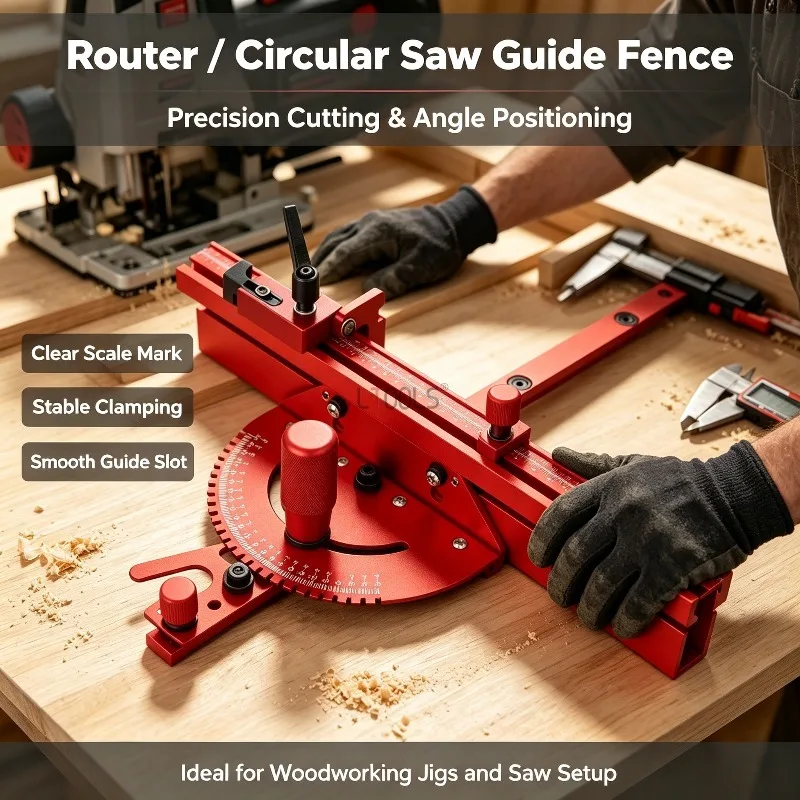Aluminum Alloy Table Saw Miter Gauge Ruler Woodworking Sliding Fence Push Block Guide Stop for Electric Router & Circular Saw
