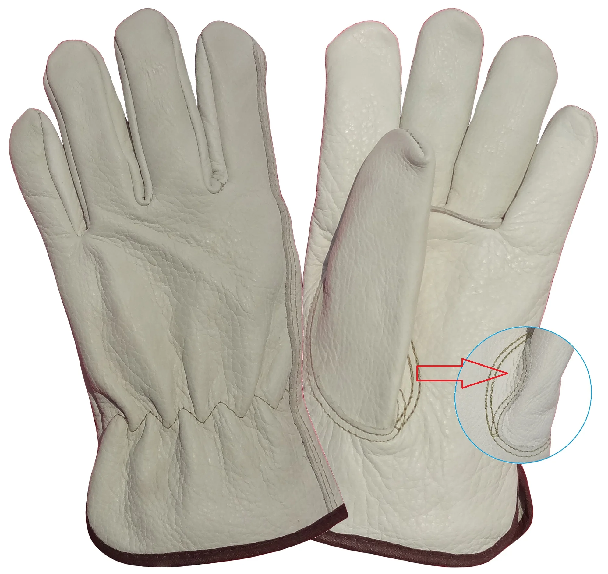 Leather Work Glove Driver Mechanics Flame Sparks Fire Proof TIG MIG Welding Glove Top Grain Cow Calfskin Safety